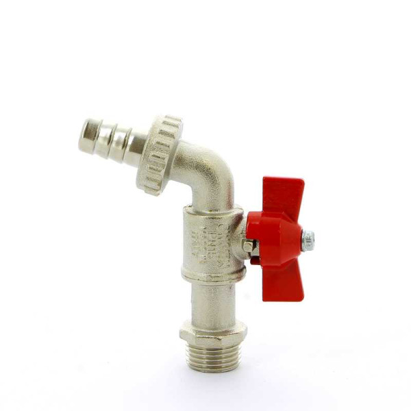 Кран Itap 1/2" шаровый сливной со штуцером (красная бабочка) (1680012)