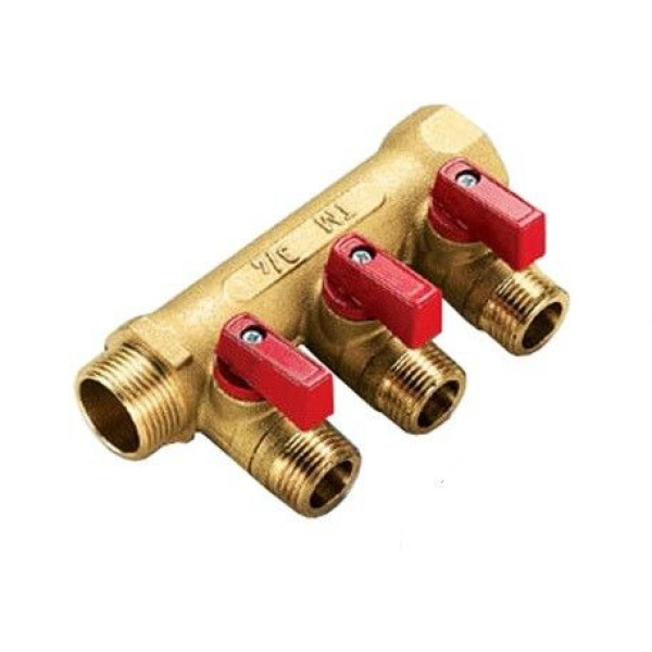 Коллектор с шаровыми клапанами Tiemme 3 отвода 3/4*1/2" (латунь) O-ring красные ручки (1820076) Коллектор с шаровыми клапанами Tiemme 3 отвода 3/4*1/2" (латунь) O-ring красные ручки (1820076)