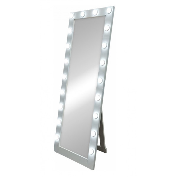 Зеркало с подсветкой Континент Гримерное напольное черное 600х1750 (20 ламп) (ЗГП45)