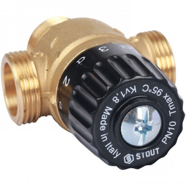 Вентиль термостатический смесительный Stout 3/4" НР 30-65°C, KVs 1,8 SVM-0125-186520 Вентиль термостатический смесительный Stout 3/4" НР 30-65°C, KVs 1,8 SVM-0125-186520