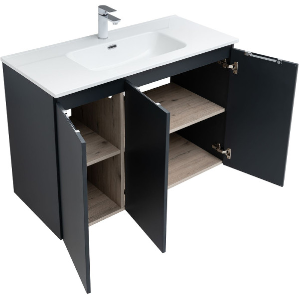 Тумба подвесная Aquanet Алвита New 100 3 дверцы, антрацит (00277531) Тумба подвесная Aquanet Алвита New 100 3 дверцы, антрацит (00277531)