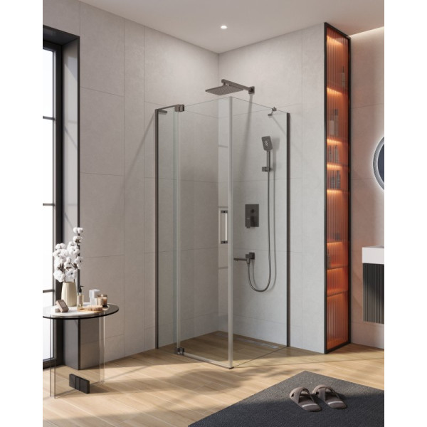 Душевой уголок Cezares Slider 100x100x195 стекло прозрачное, профиль оружейная сталь (SLIDER-AH-1-100-100/110-C-GM)
