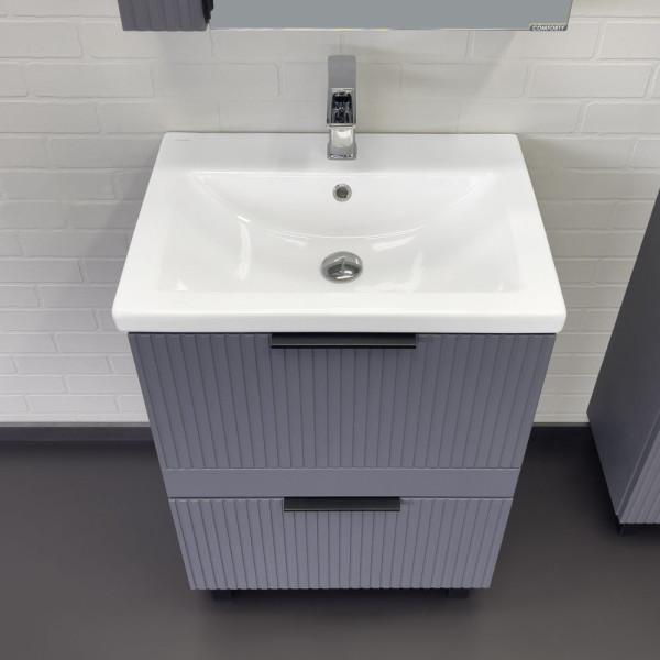 Тумба напольная Comforty Лима 600x850x450 антрацит матовый с раковиной (00-00019209) Тумба напольная Comforty Лима 600x850x450 антрацит матовый с раковиной (00-00019209)