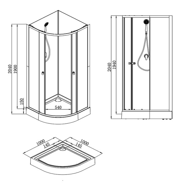 Душевая кабина Loranto 100x100x190 стекло прозрачное, профиль черный (CS-2180-10) Душевая кабина Loranto 100x100x190 стекло прозрачное, профиль черный (CS-2180-10)