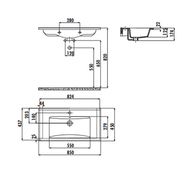 Раковина мебельная Creavit Su 85x45 белая (SU081-00CB00E-0000)