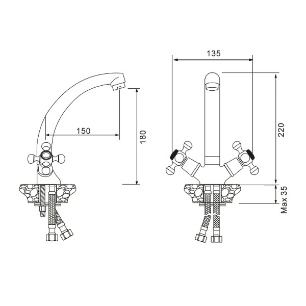 Смеситель для кухни Wesnaart Rassvet хром (RAS02-120)