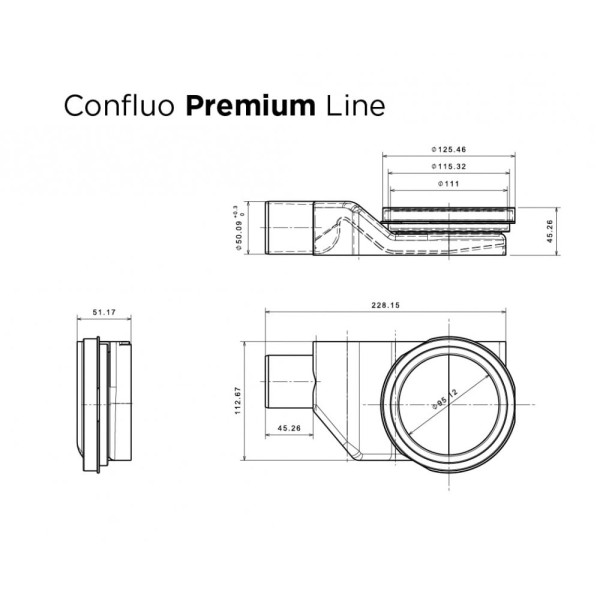 Душевой лоток Pestan Confluo Premium Line 650 Black Glass Gold  хром матовый/черное стекло глянец, рамка золото (13100116)