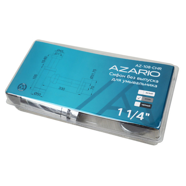 Сифон без выпуска для умывальника Azario 1 1/4" блистер хром (AZ-108-CHR) Сифон без выпуска для умывальника Azario 1 1/4" блистер хром (AZ-108-CHR)