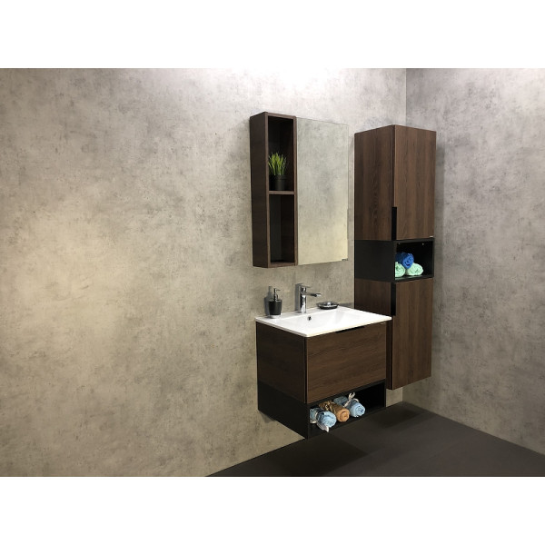 Пенал подвесной Comforty Франкфурт 400x320x1600 дуб шоколадно-коричневый (00004150535)