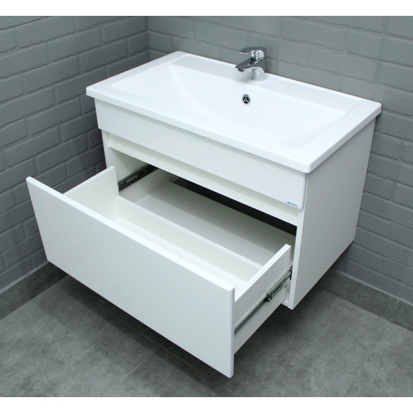 Тумба подвесная под умывальник Maria 80 Классик с одним ящиком В1 Айсберг Домино (DA3011T)