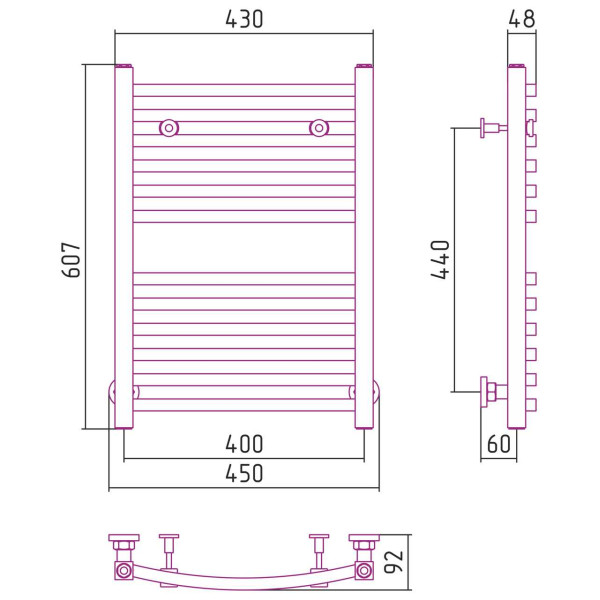 Полотенцесушитель водяной Сунержа Аркус 600х400 золотой (03-0251-6040)