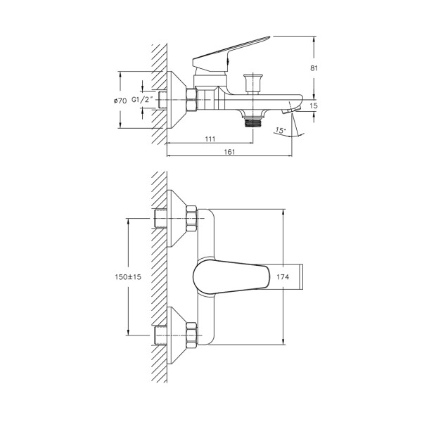 Смеситель для ванны и душа Esko St.-Petersburg хром (SPb 54)