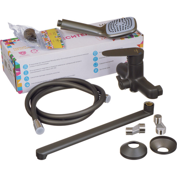 Смеситель для ванны и душа Melodia della vita Moderno оружейная сталь (MDV35141gt) Смеситель для ванны и душа Melodia della vita Moderno оружейная сталь (MDV35141gt)