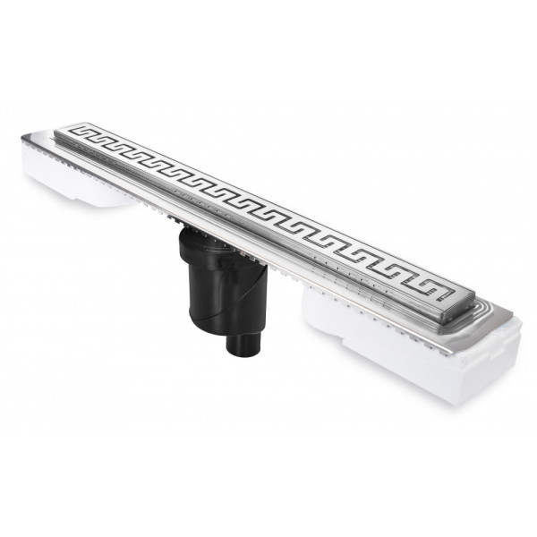 Желоб Berges водосток В1 Antik 900, хром глянец, S-сифон D50/105 H50 вертикальный (091027)