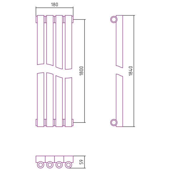 Дизайн-радиатор Сунержа Эстет-0 1800*180 4 секции золотой (03-0331-1804)