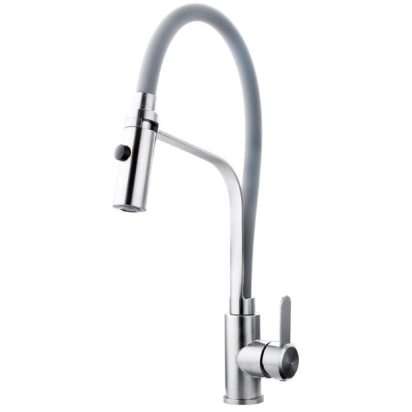 Смеситель для кухни Fashun с гибким изливом сатин/серый (A54112-12)