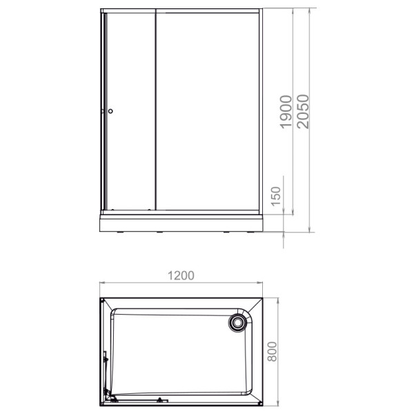 Поддон акриловый Melodia Cube 120х80х15 низкий, прямоугольный, белый, слив 90 мм (MTYCB12080)