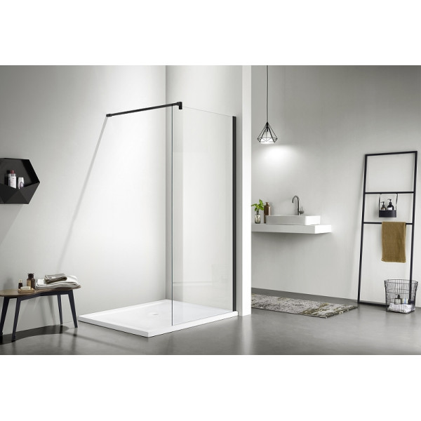 Душевая перегородка Aquatek 120x200 стекло прозрачное, профиль черный (AQ WIW 12020BL)