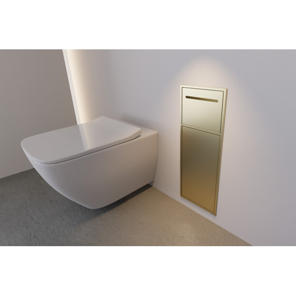 Ниша настенная скрытая Abber Nischen 23x13x60 с корзиной и бумагодержателем, золото матовое (AN3008G) Ниша настенная скрытая Abber Nischen 23x13x60 с корзиной и бумагодержателем, золото матовое (AN3008G)