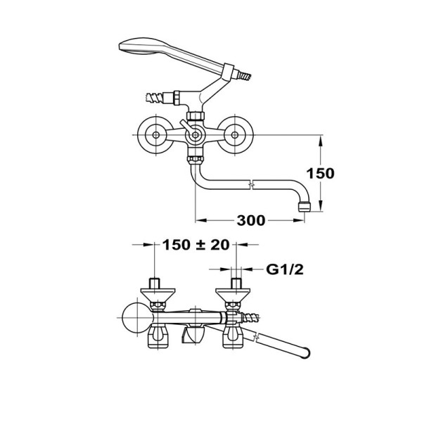 Смеситель для ванны и душа Mofem Evrosztar 604 E (145-0002-07) Смеситель для ванны и душа Mofem Evrosztar 604 E (145-0002-07)