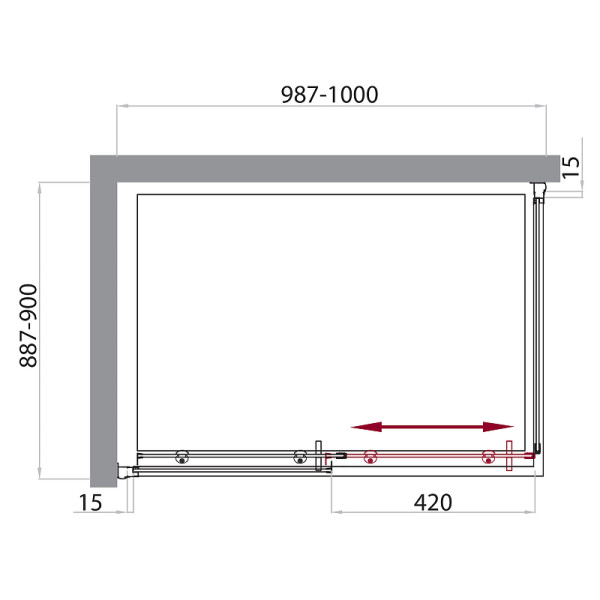 Душевой уголок BelBagno Uno 100x90x185 стекло прозрачное, профиль хром (UNO-AH-1-10/90-C-Cr)