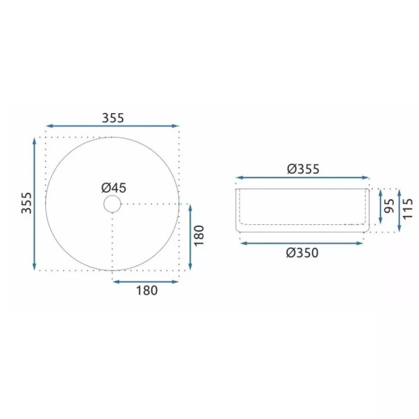 Раковина накладная Rea Cristal 35,5x35,5 стекло (REA-U9671)