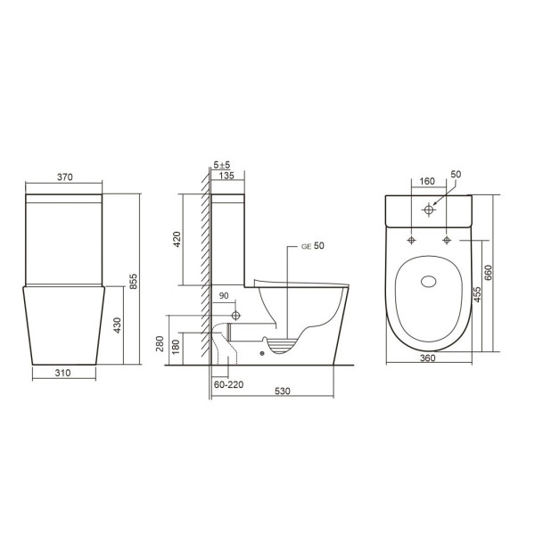 Унитаз напольный Abber Bequem 370x660x855 белый (AC1112T) Унитаз напольный Abber Bequem 370x660x855 белый (AC1112T)