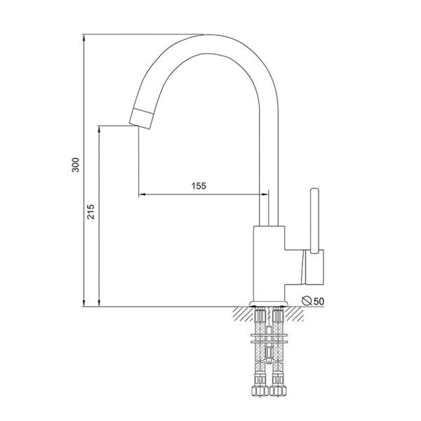 Смеситель для кухни Melodia Ostessa высокий излив без подводки, хром (MDV35116) Смеситель для кухни Melodia Ostessa высокий излив без подводки, хром (MDV35116)