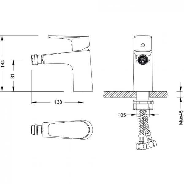 Смеситель для биде Aquatek Бетта хром (AQ1118CR)
