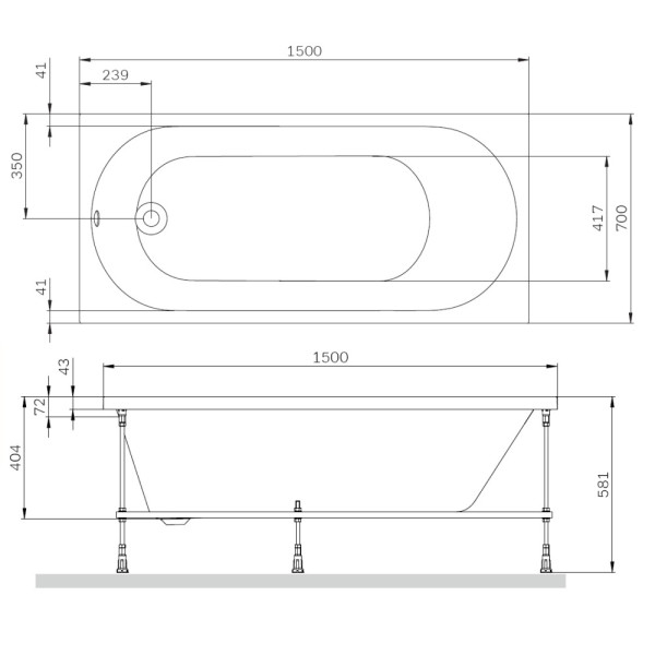 Ванна акриловая AM.PM X-Joy 150х70 (W94A-150-070W-A)