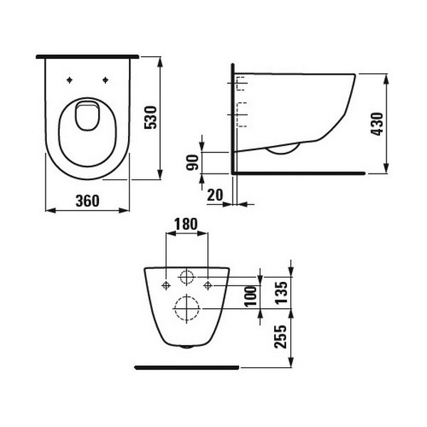 Унитаз подвесной Laufen Pro 530х360х430 (8.2095.6.000.000.1)