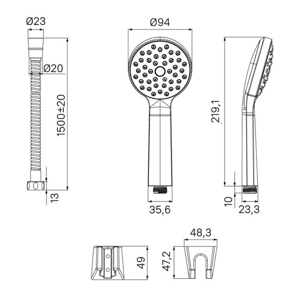 Душевой гарнитур Iddis Buena черный матовый (BUE1FB0i16)