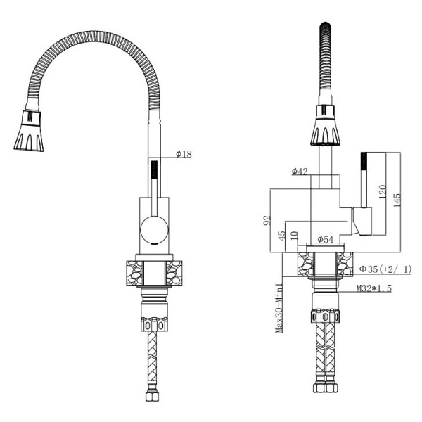 Смеситель для кухни Voda черный (KF 36B) Смеситель для кухни Voda черный (KF 36B)