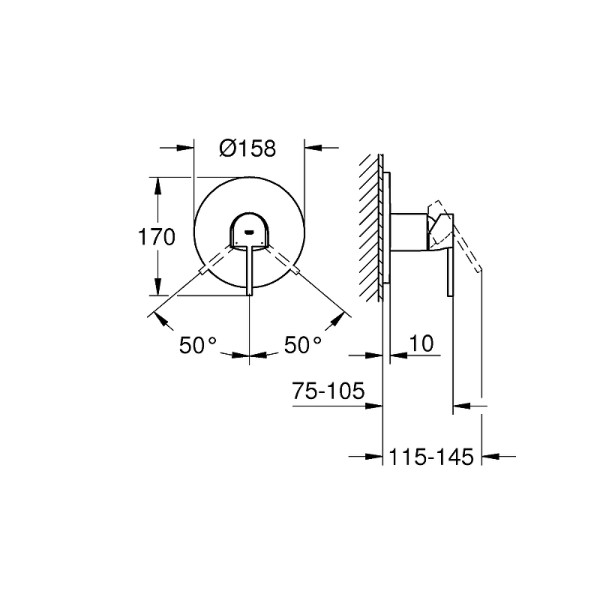Смеситель для душа Grohe Plus внешняя часть хром (24059003)