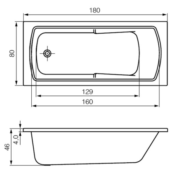 Ванна акриловая Cersanit Virgo 180х80 белый (P-WP-VIRGO*180NL)