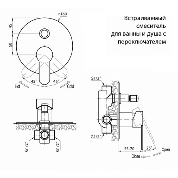 Встраиваемый смеситель для душа Cezares Laconico белый (LACONICO-C-VDI-BLC) Встраиваемый смеситель для душа Cezares Laconico белый (LACONICO-C-VDI-BLC)
