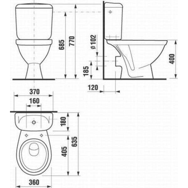 Унитаз-компакт Jika Lyra 635х770х360 горизонтальный выпуск (8.2423.6.000.242.9)