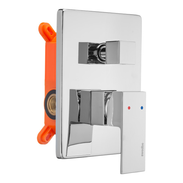 Смеситель для душа встраиваемый Swedbe Platta подключение на 2 выхода в монтажном боксе хром (5519)