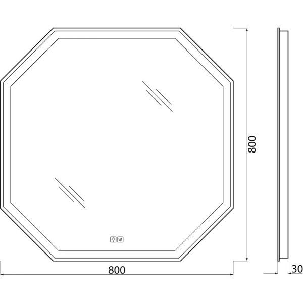 Зеркало BelBagno с подогревом 80x80 (SPC-OTT-80-80-LED-TCH)