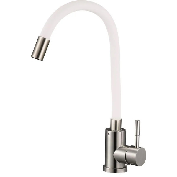 Смеситель для кухни Solone хром гибкий излив белый (EZA4-F090KW)