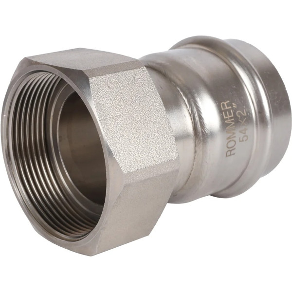 Переход 54х2"B с накидной гайкой Rommer из нержавеющей стали (пресс) (RSS-0026-000542)