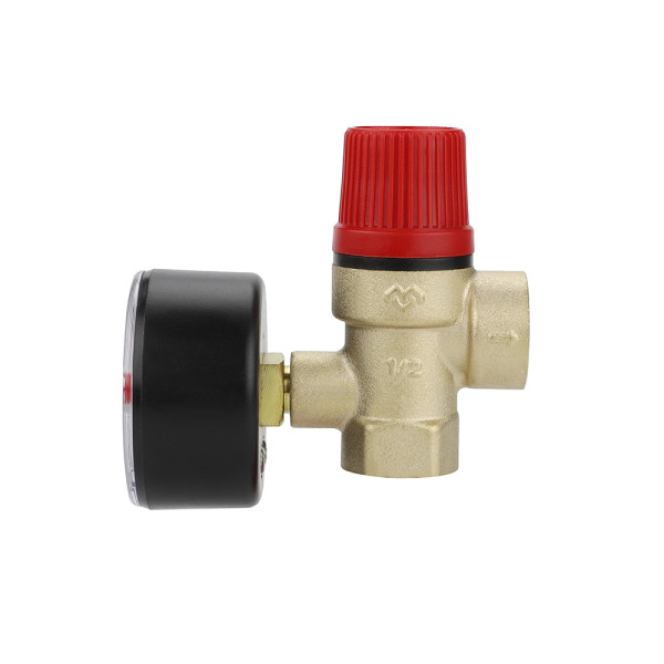 Клапан предохранительный 1/2"ВВ 6 бар с манометром Varmega (мембранный, латунь) Varmega (VM16617)