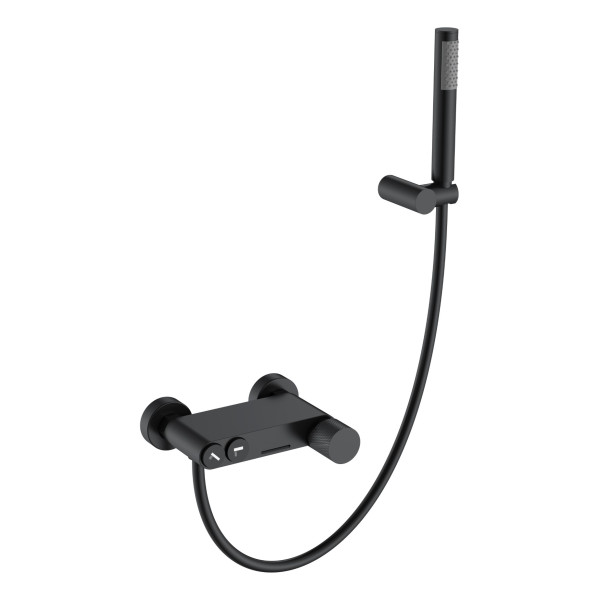 Смеситель для ванны и душа Boheme Stick black touch black с душевым гарнитуром черный (123-BB.2)