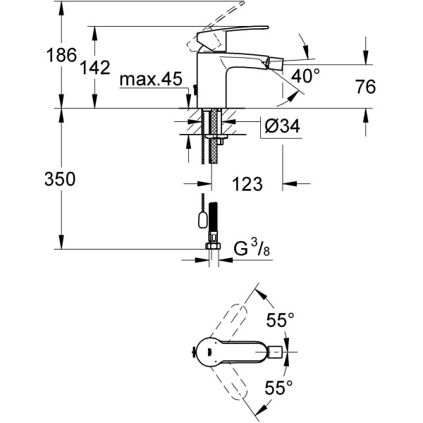Смеситель для биде Grohe Eurostyle Cosmopolitan с цепочкой (33566002)