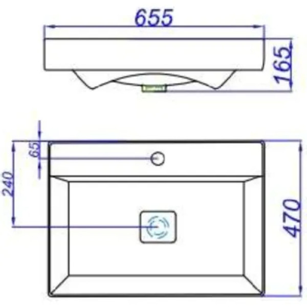 Раковина мебельная Kirovit Вилис 655x165x470 белая (4610119204013)