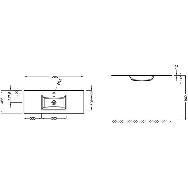 Раковина встраиваемая Jacob Delafon Vox 121,1x46,5 коричневая (EB2101-DD4)