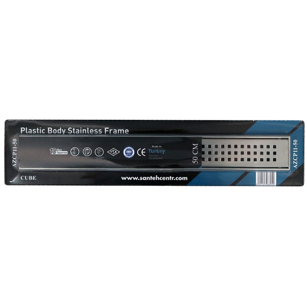 Душевой лоток горизонтальный Azario 900 выход 40 Cube хром