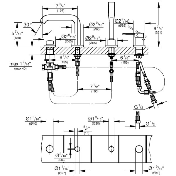 Смеситель для ванны и душа Grohe Essence New (1957800A)