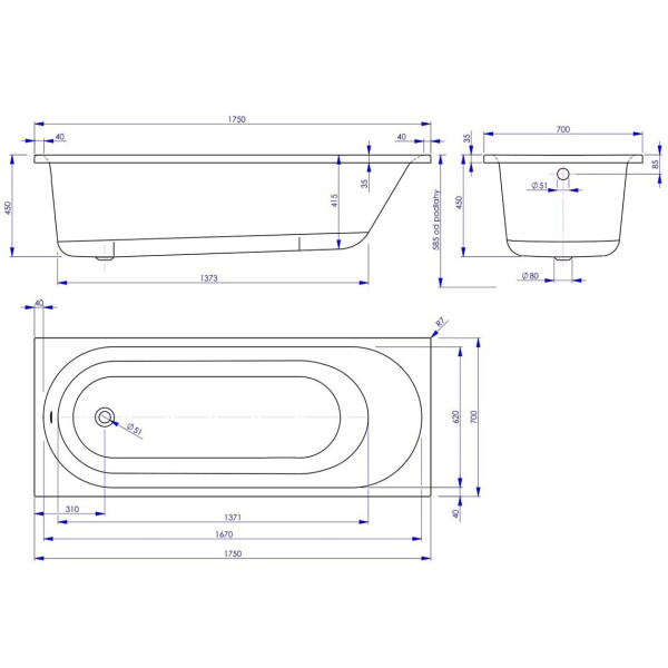 Ванна акриловая Vagnerplast Kasandra 175*70 (VPBA175KAS2X-04) Ванна акриловая Vagnerplast Kasandra 175*70 (VPBA175KAS2X-04)