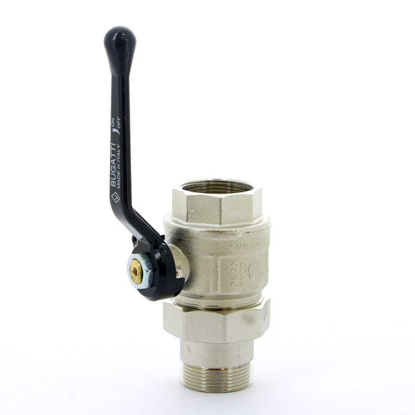 Кран Bugatti 1 1/2" шаровый со сгоном New Jersey 920 (черная ручка) (09200007)